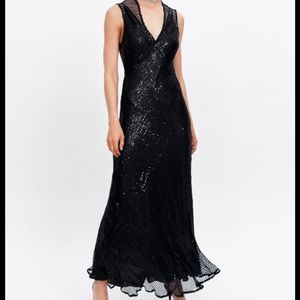 ISO ZARA Limited Edition Black Mesh Sequin Dress